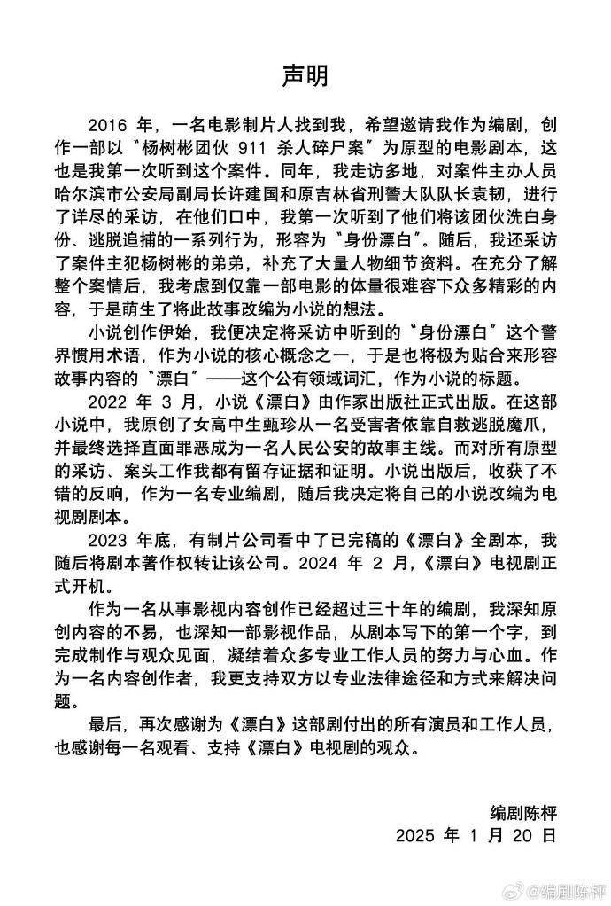 “连笔误都被原样抄走！”王猛再度发文晒证据，《漂白》编剧：不如拿起法律武器