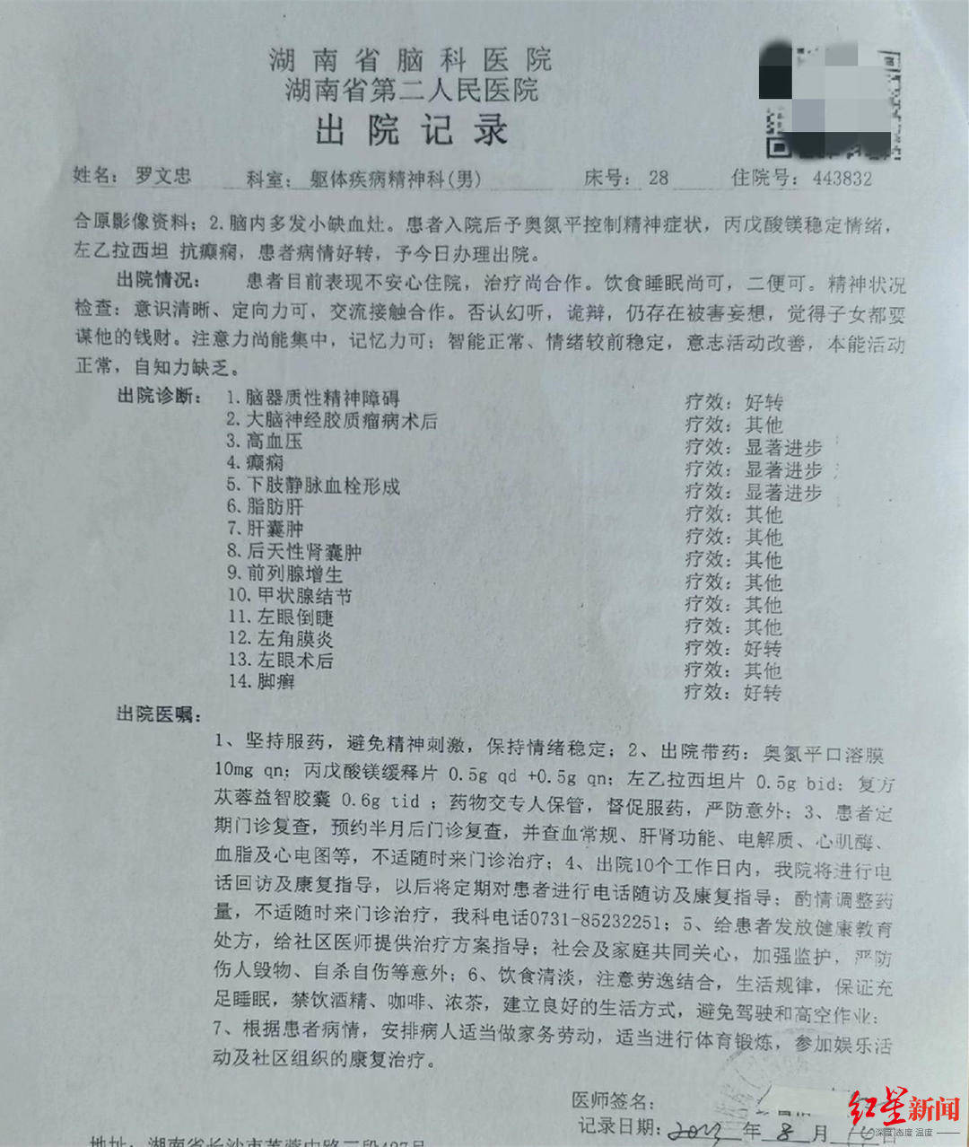 千万富翁精神病医院内自缢：法院驳回家属对长沙卫健委的行政起诉
